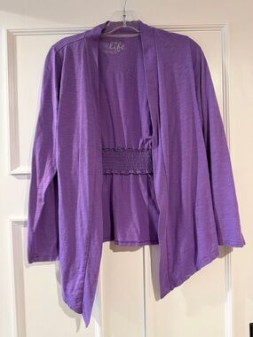 made for life Lavender Knit Open Cardigan size medium